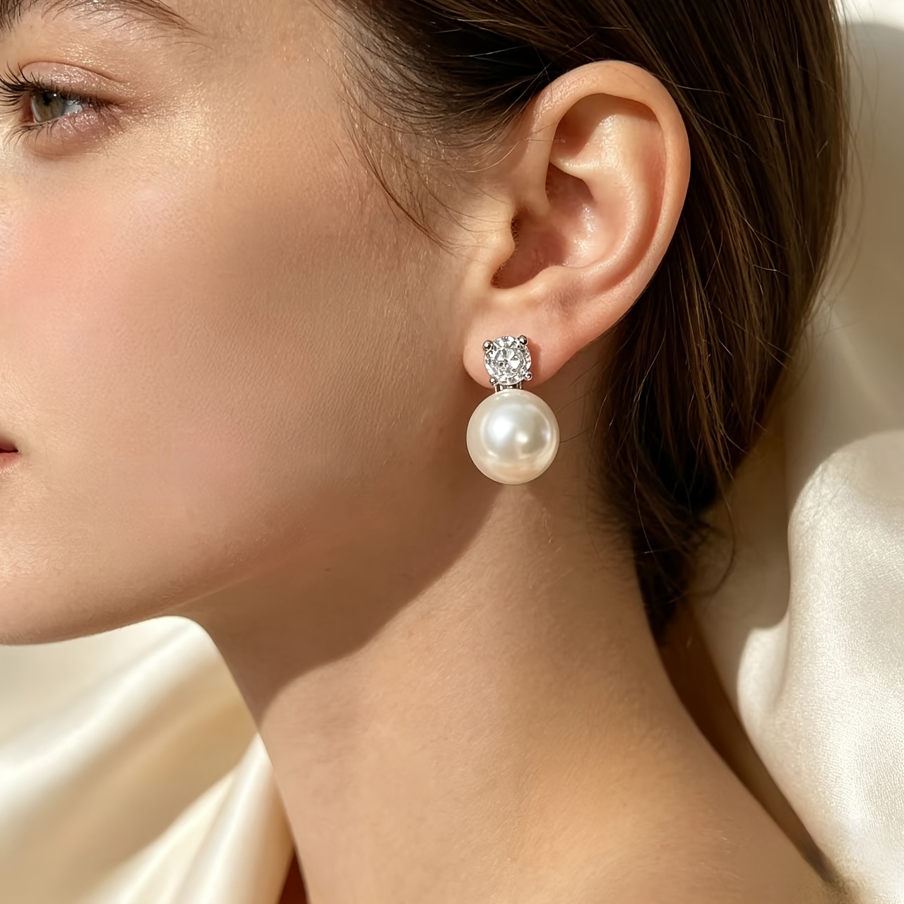 8mm Minimalist White Stud Earrings for Women